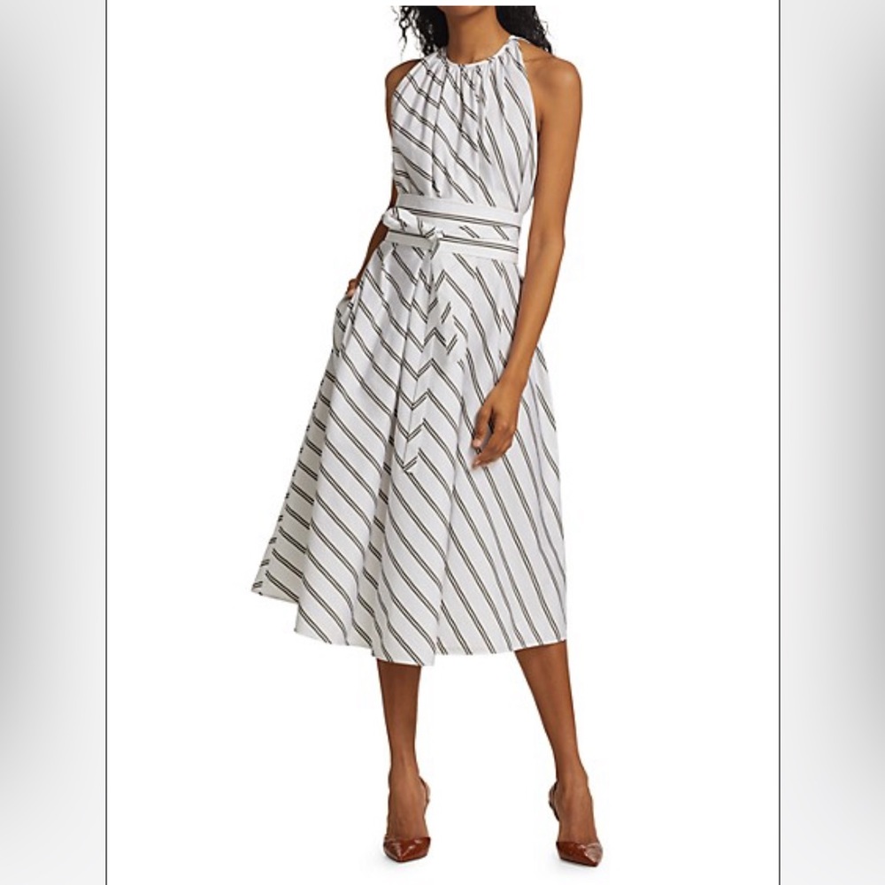 SOLD! $895 Retail MAXMARA label-cut Vischio Bias-Stripe Dress Size: IT42 US6/8 - Picture 1 of 16